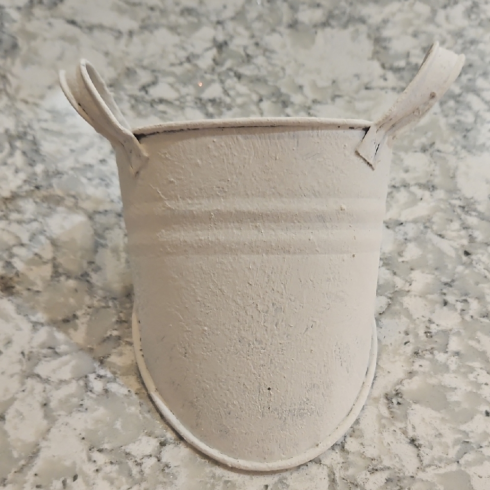 Set Of 2 White Metal Bucket Wall Decor